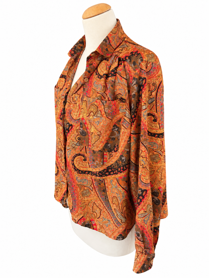 Chemisier vintage motifs orange