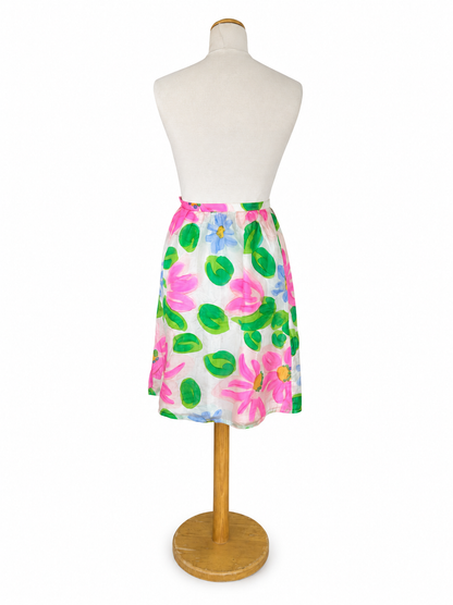 Jupe vintage en soie imprimé floral