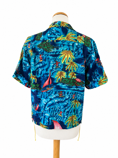 Chemise hawaïenne vintage bleue
