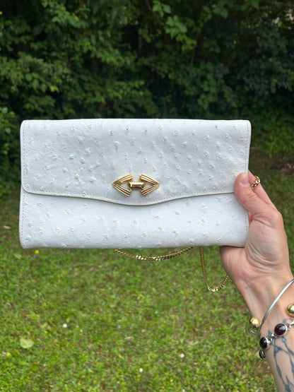 Sac pochette cuir blanc vintage