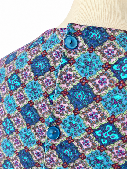 Top vintage velours côtelé motifs