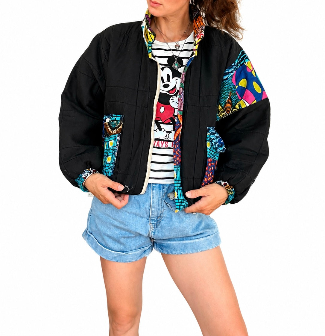 Veste matelassée coton imprimé graphique