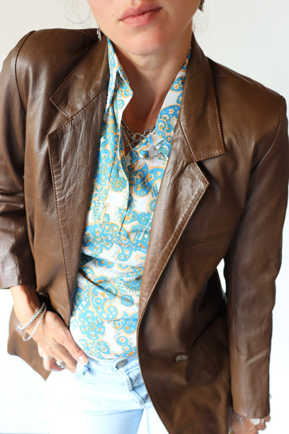 Veste en cuir vintage marron la friperie vintage 25