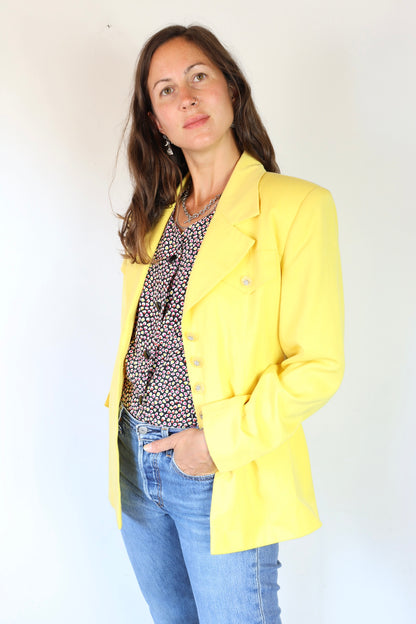 Veste blazer vintage jaune mi long