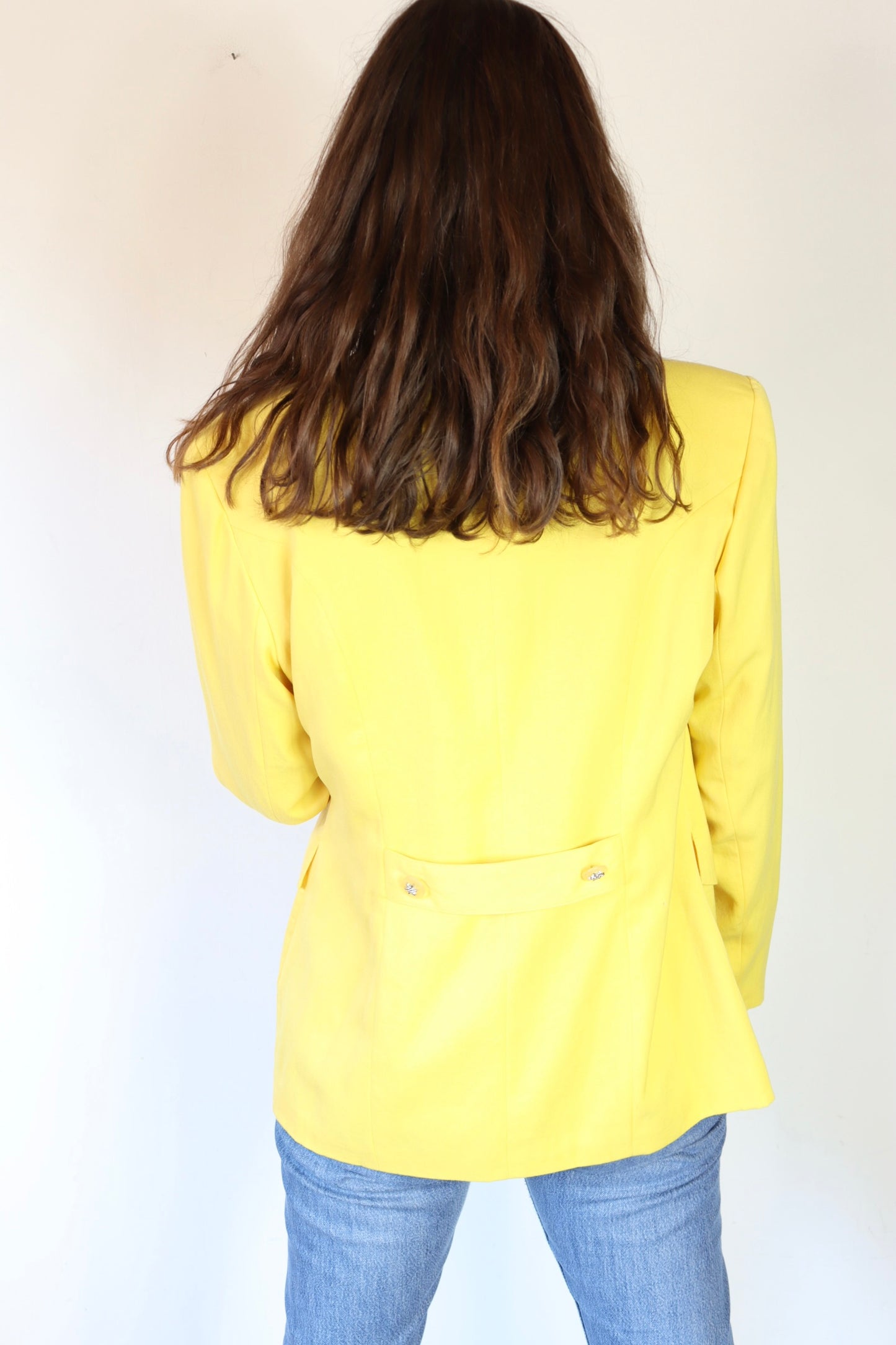 Veste blazer vintage jaune mi long