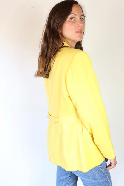 Veste blazer vintage jaune mi long