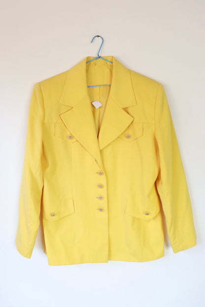 Veste blazer vintage jaune mi long