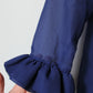 Robe vintage bleu roi manches transparentes à colerette