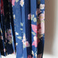 Robe vintage années 80 bleue à fleurs rose manches 3/4