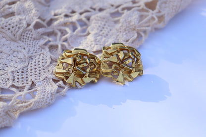 Boucles d'oreille vintage à clips dorée créateur la friperie vintage 25