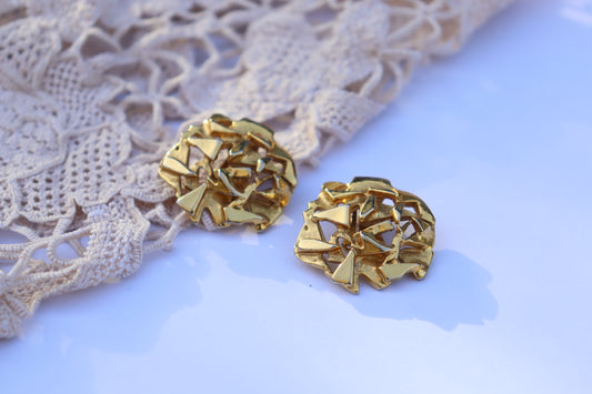 Boucles d'oreille vintage à clips dorée créateur la friperie vintage 25