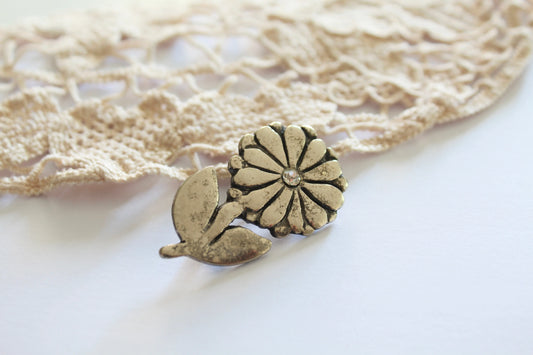 Broche fleur argenté Kookai Paris la friperie vintage 25