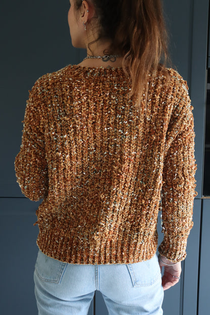 Pull over chenille marron vintage années 90 la friperie vintage 25