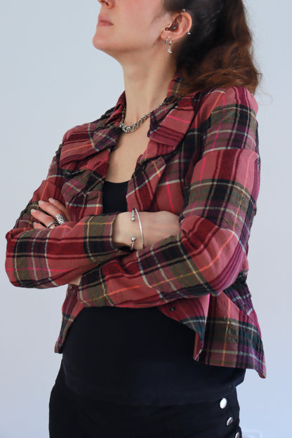 Veste vintage à carreaux rose
