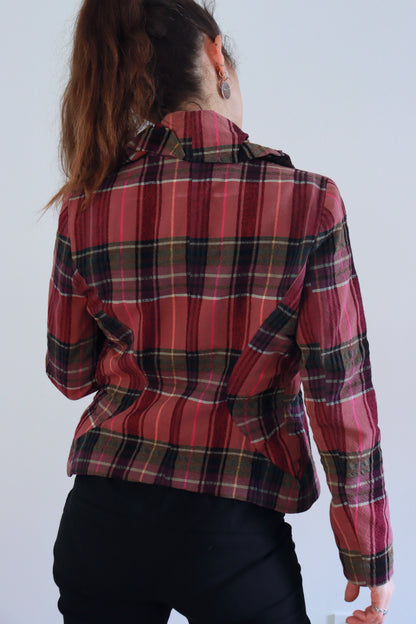 Veste vintage à carreaux rose