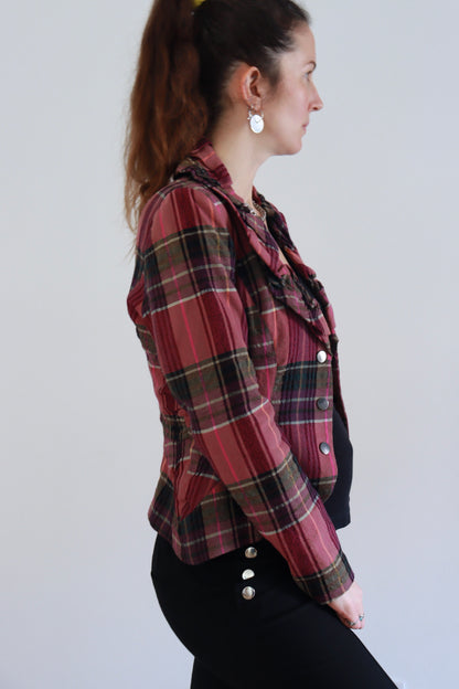 Veste vintage à carreaux rose