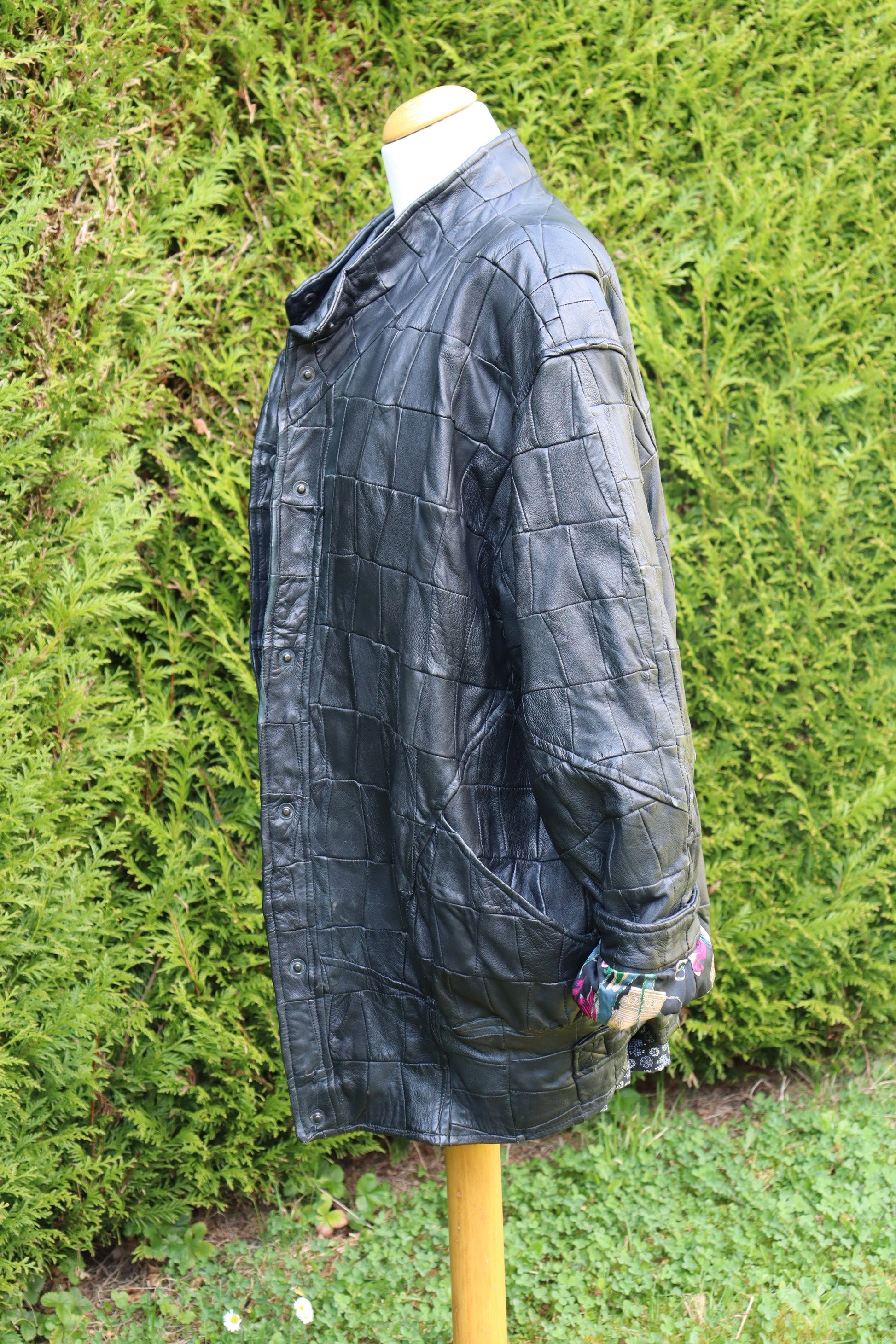 Veste en cuir vintage oversize noir la friperie vintage 25
