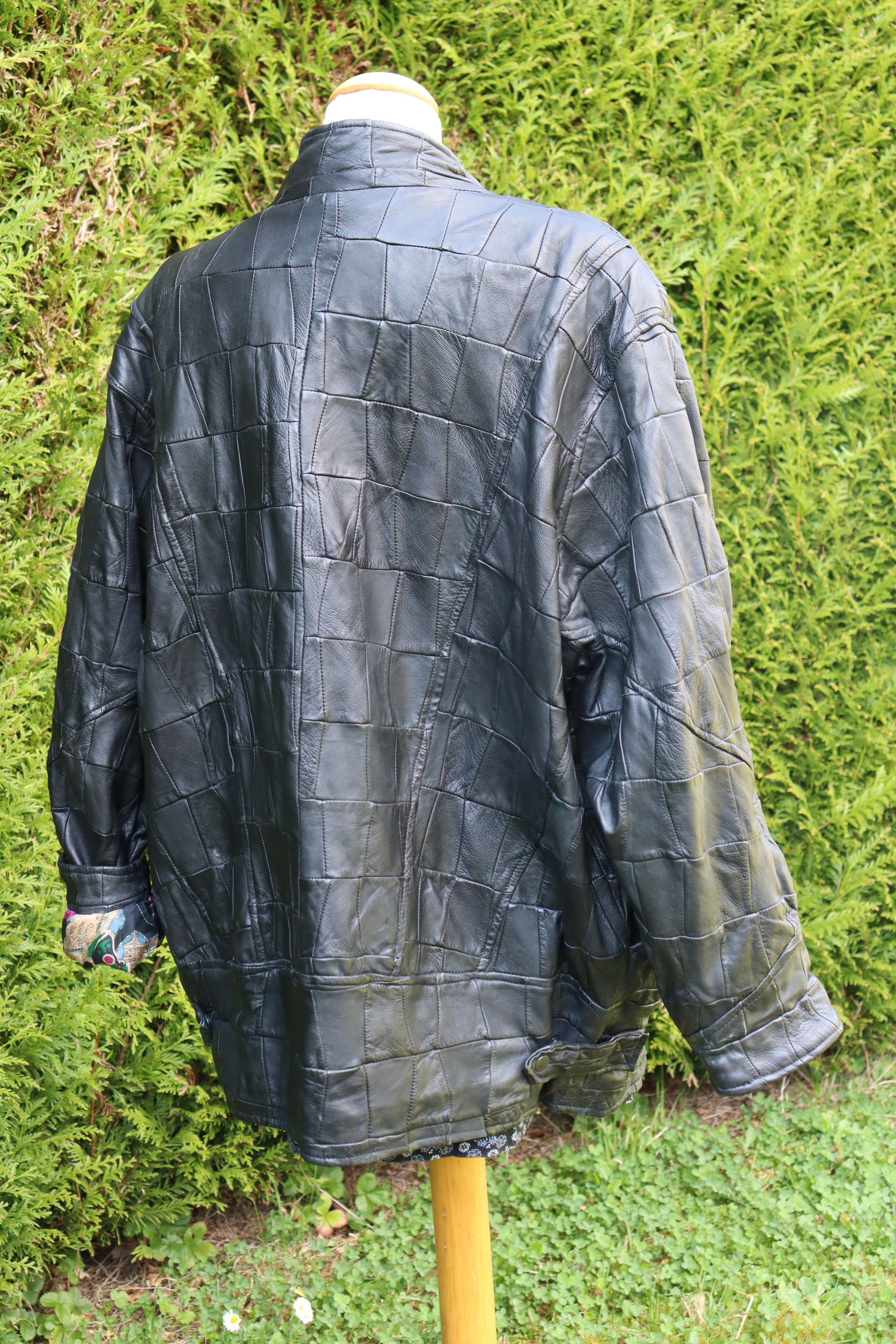 Veste en cuir vintage oversize noir la friperie vintage 25