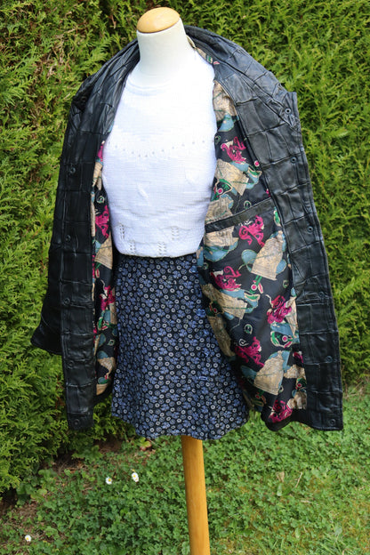 Veste en cuir vintage oversize noir la friperie vintage 25