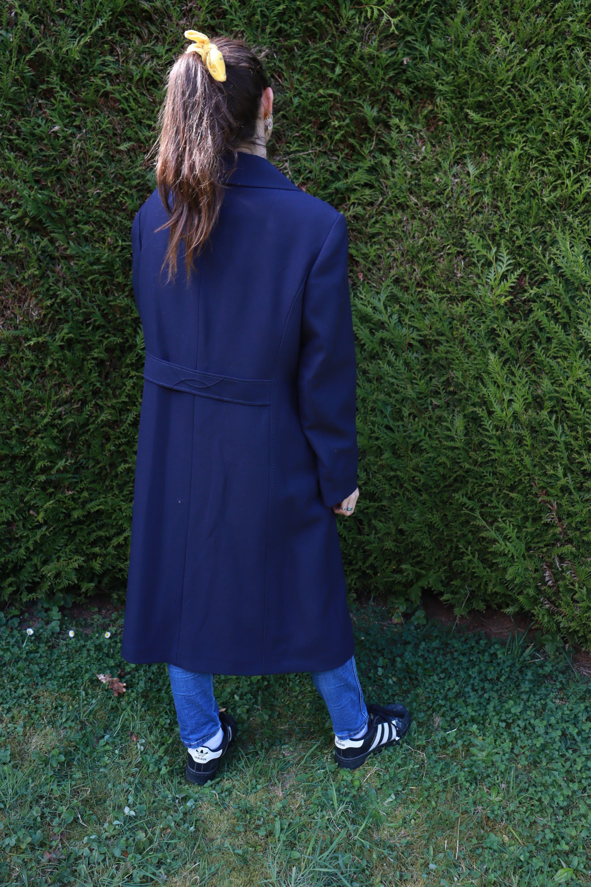 Trench bleu marine vintage laine la friperie vintage 25