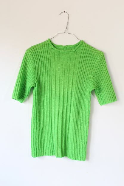 T-shirt vintage mailles vert vif la friperie vintage 25