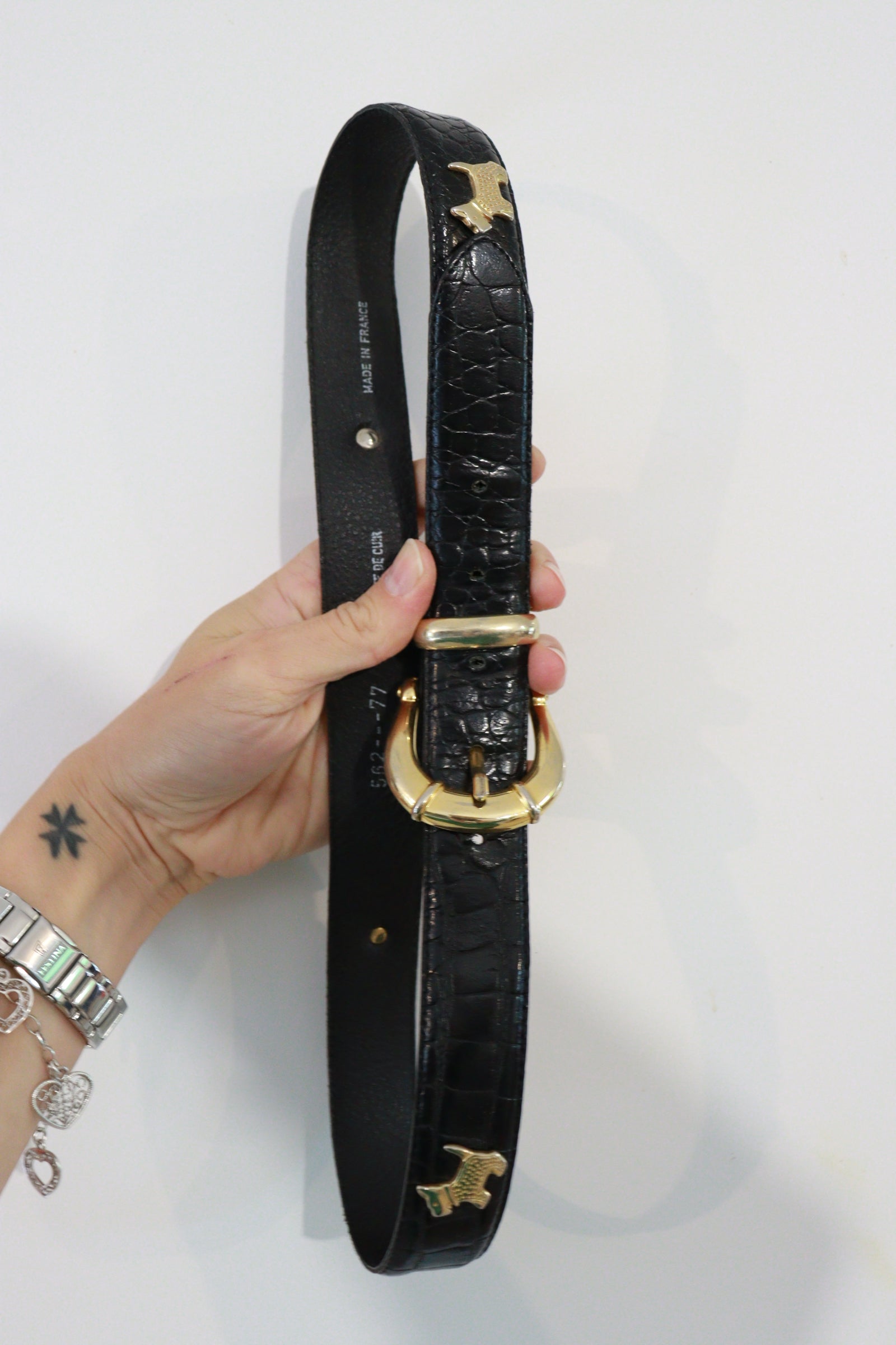 Ceinture en cuir noir chien - friperie vintage la friperie vintage 25