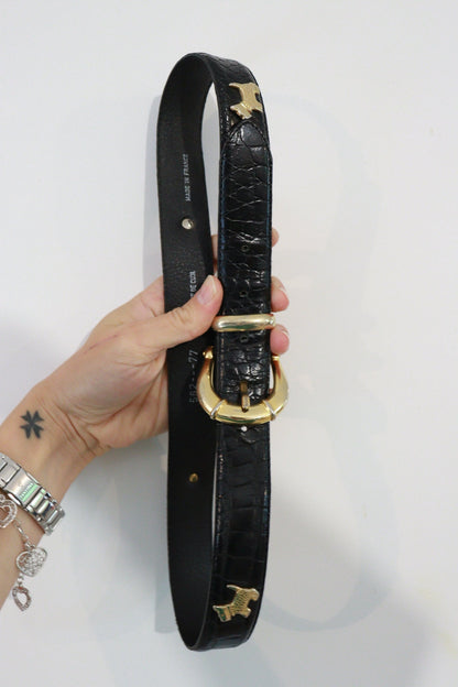 Ceinture en cuir noir chien - friperie vintage la friperie vintage 25