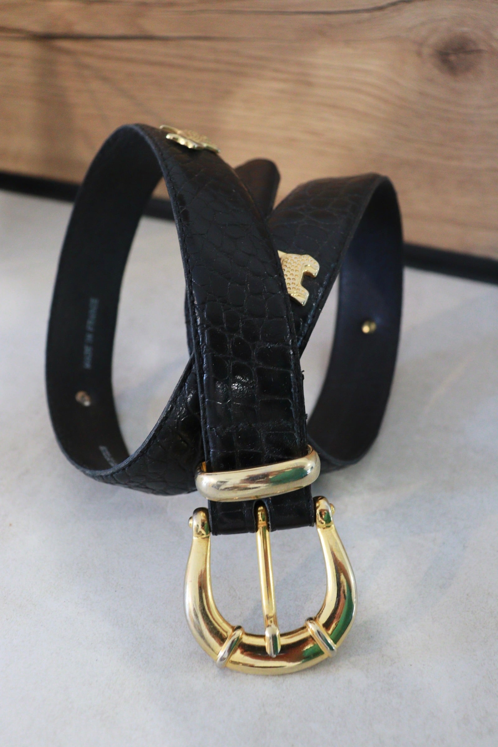 Ceinture en cuir noir chien - friperie vintage la friperie vintage 25