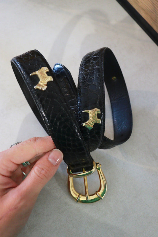 Ceinture en cuir noir chien - friperie vintage la friperie vintage 25