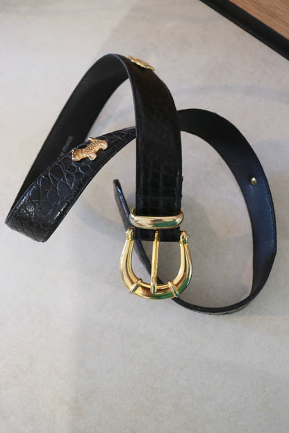Ceinture en cuir noir chien - friperie vintage la friperie vintage 25