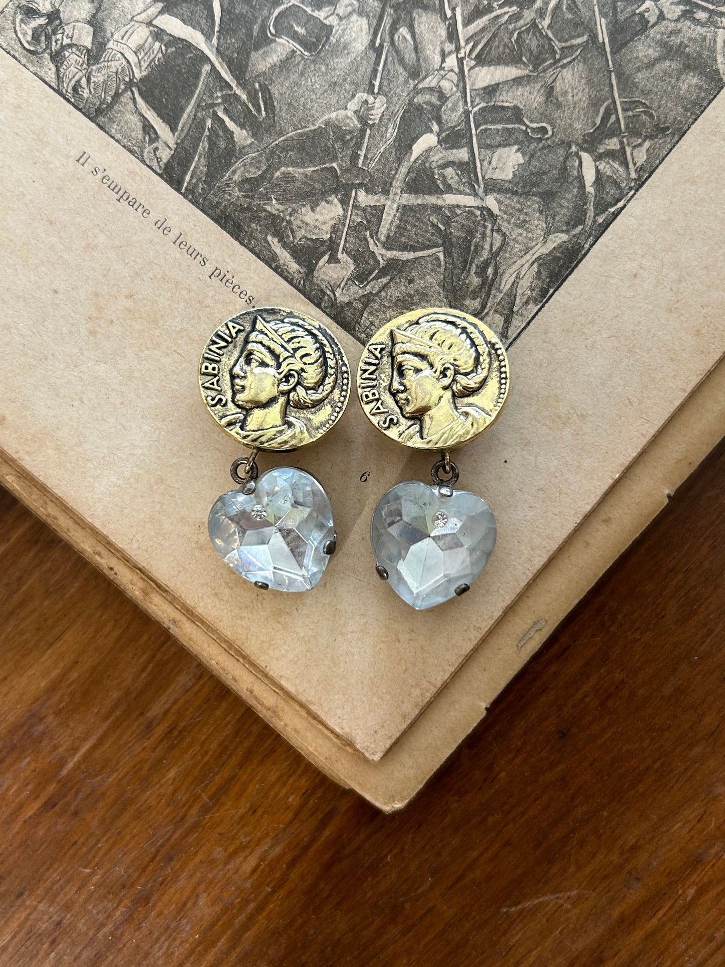 Boucles d'oreille à clips vintage coeur strass la friperie vintage 25