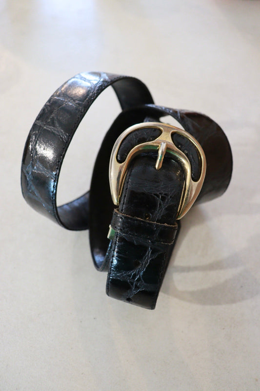 Ceinture en cuir noir vintage - friperie vintage la friperie vintage 25