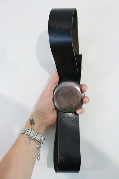 Ceinture large en cuir noir - friperie vintage la friperie vintage 25