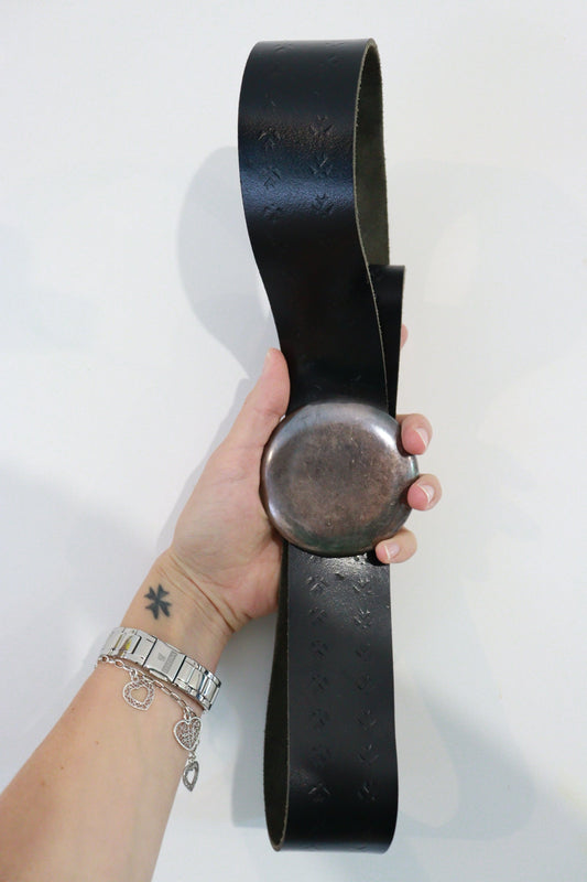 Ceinture large en cuir noir - friperie vintage la friperie vintage 25