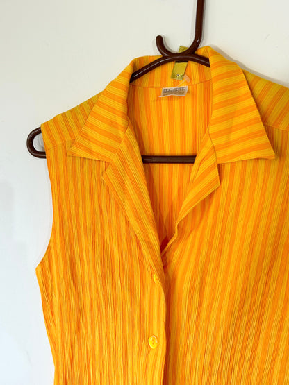 Chemisier vintage sans manches jaune orange