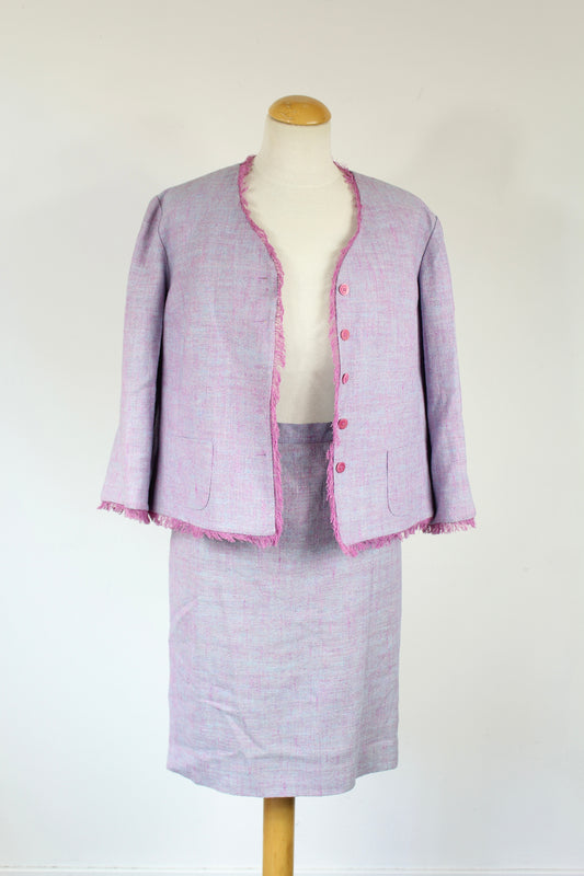 Tailleur vintage Gérard Darel mauve rose jupe veste