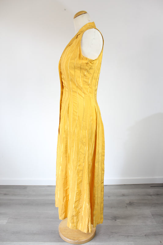 Robe longue jaune vintage sans manches 70'S