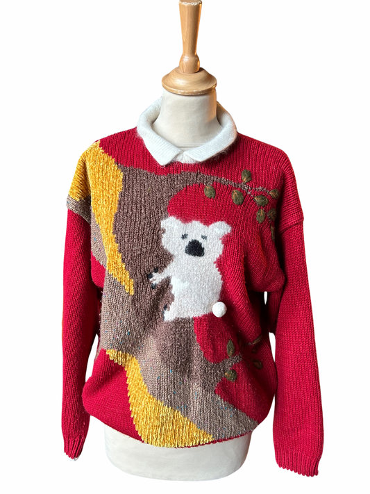 Pull over vintage rouge koala laine la friperie vintage 25