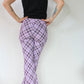 Pantalon vintage carreaux écossais bas évasé années 90