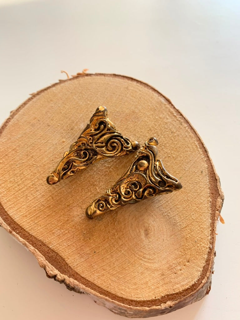 Boucles d'oreilles vintage clips triangle à motifs effet ancien la friperie vintage 25