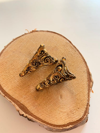 Boucles d'oreilles vintage clips triangle à motifs effet ancien la friperie vintage 25