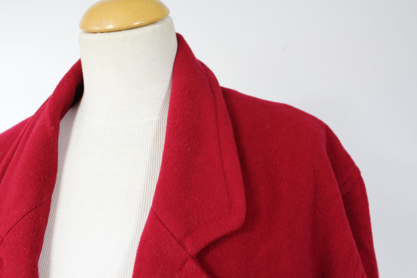 Manteau vintage rouge long laine Uzo France