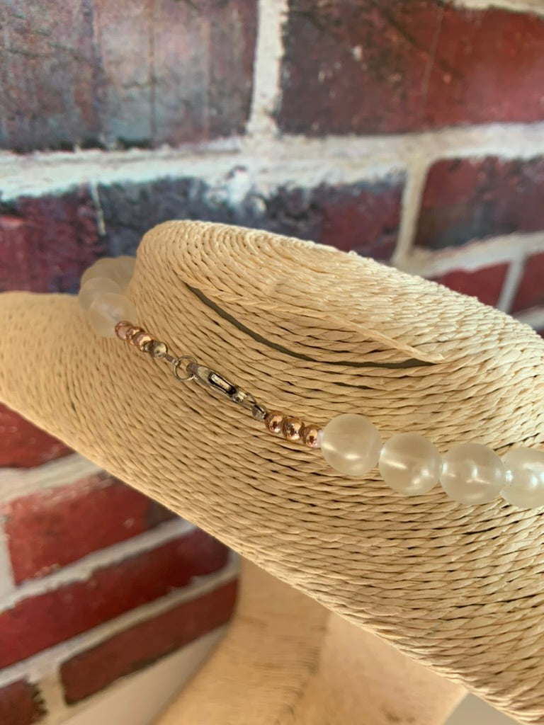 Collier vintage années 70 perles plastique transparentes