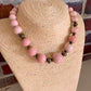 Collier vintage perles en verre rose pastel