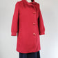 Manteau vintage rouge en laine boutons carrés années 80