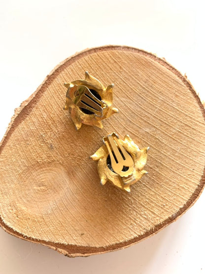 Boucles d'oreilles clips vintage soleil noir et bleu la friperie vintage 25