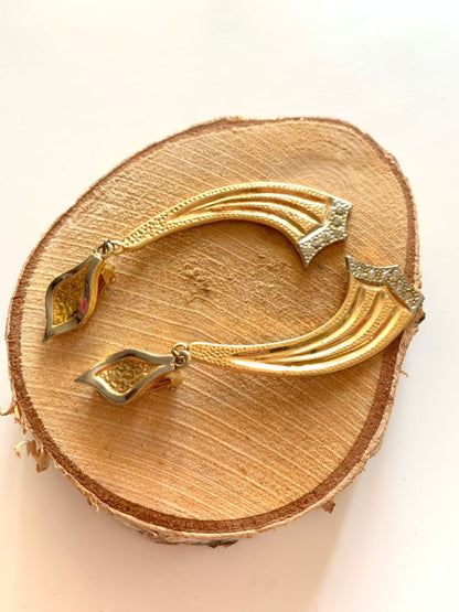Boucles d'oreille clips vintage pendants or et argent la friperie vintage 25