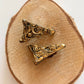 Boucles d'oreilles vintage clips triangle à motifs effet ancien
