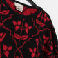 Pull over vintage rouge et noir à motifs fleurs USA