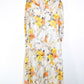 Robe longue vintage à volants blanche fleurs orange bohème années 70